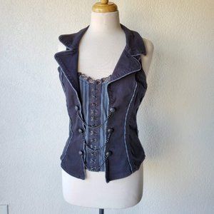 Tripp NYC Black Gray Punk Corset Halter Top XL